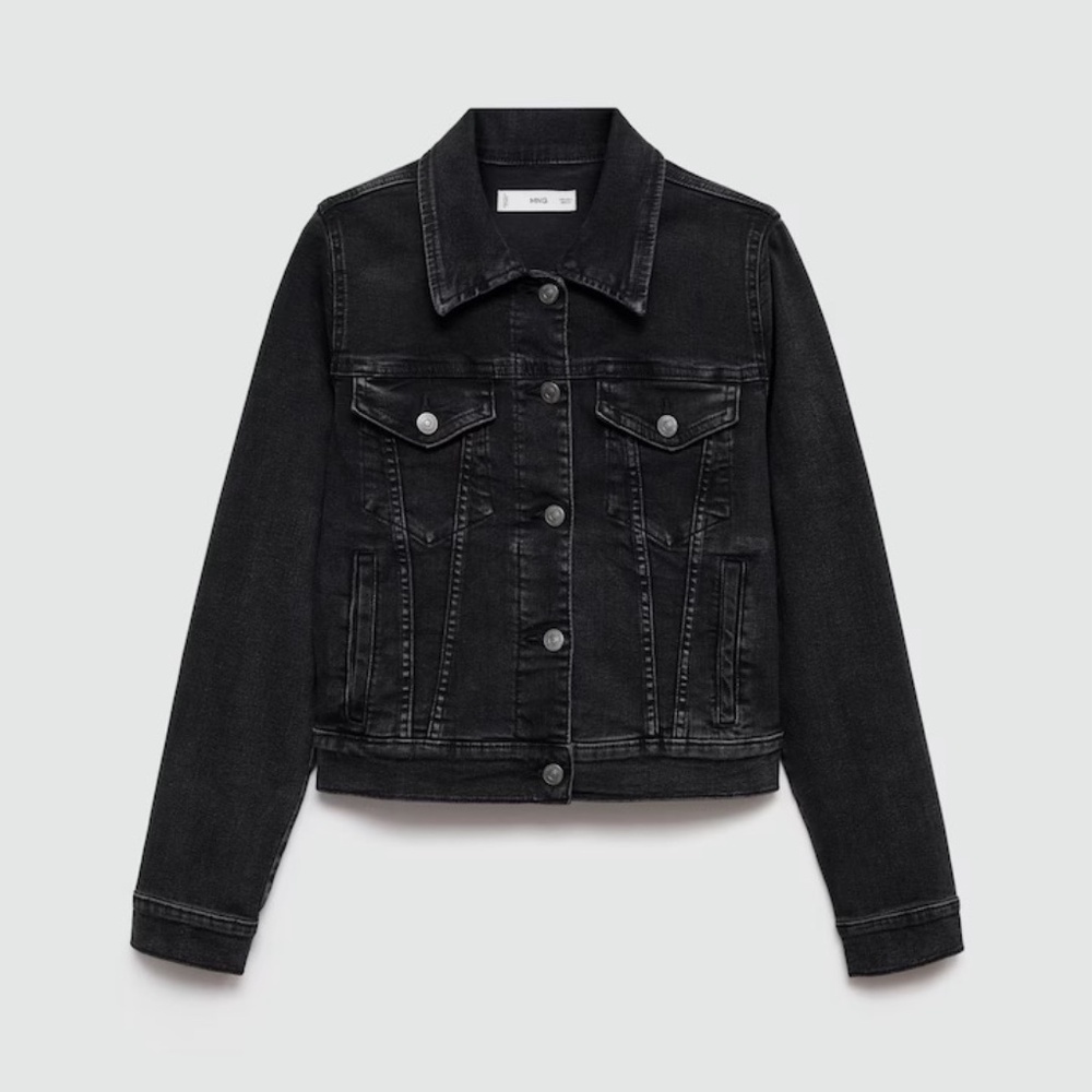 NWT Mango Black Pocketed Denim Jacket size XL